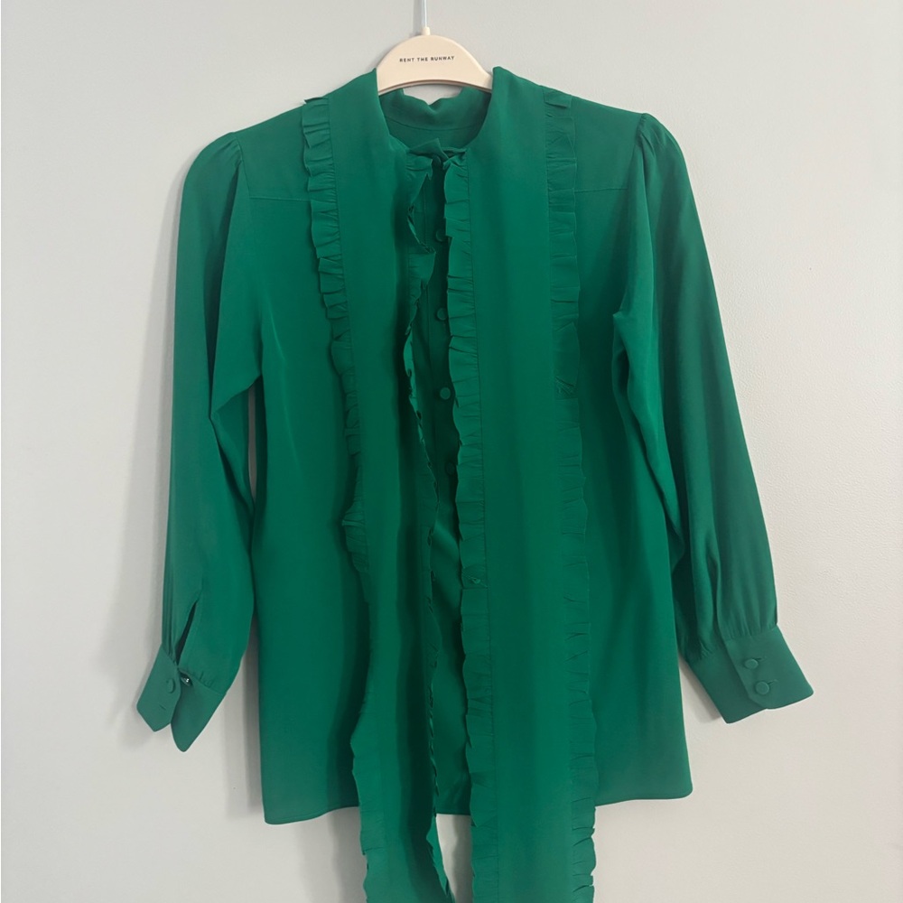 Gucci Emerald Green Ruffled Blouse